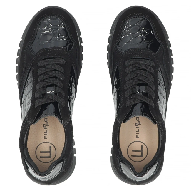 Skórzane sneakersy Filippo DP8103/26 BK czarne
