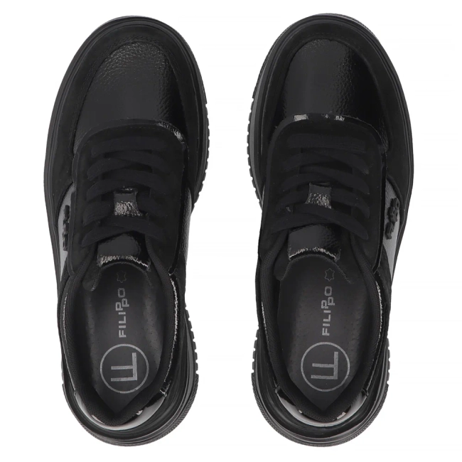 Skórzane sneakersy Filippo DP7124/25 BK czarne