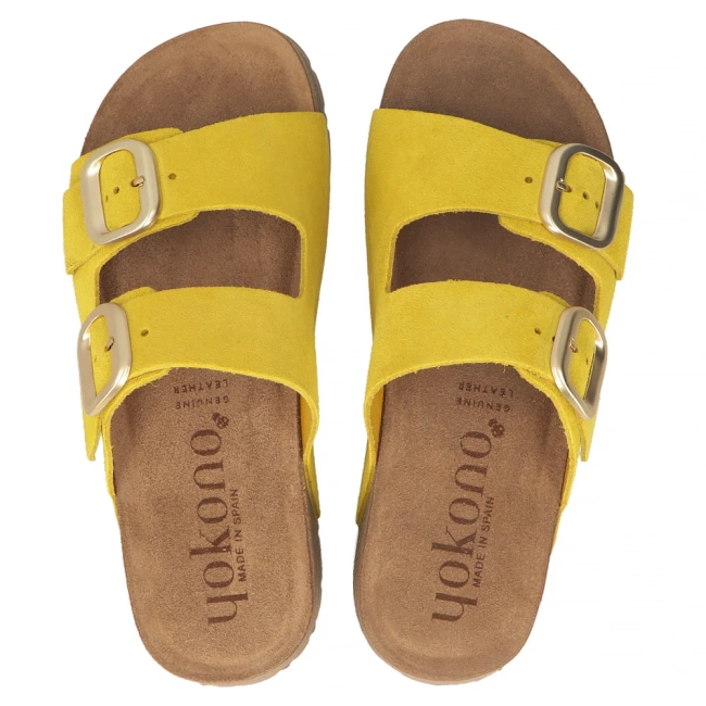 Leather flip-flops Yokono WIWI-003 SERRAJE CITRON yellow