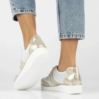 Skórzane półbuty na platformie Filippo DP028/24 WH GO biało złote