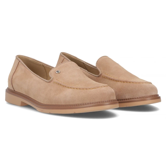 Skórzane lordsy Filippo DP6126/24 BE beżowe