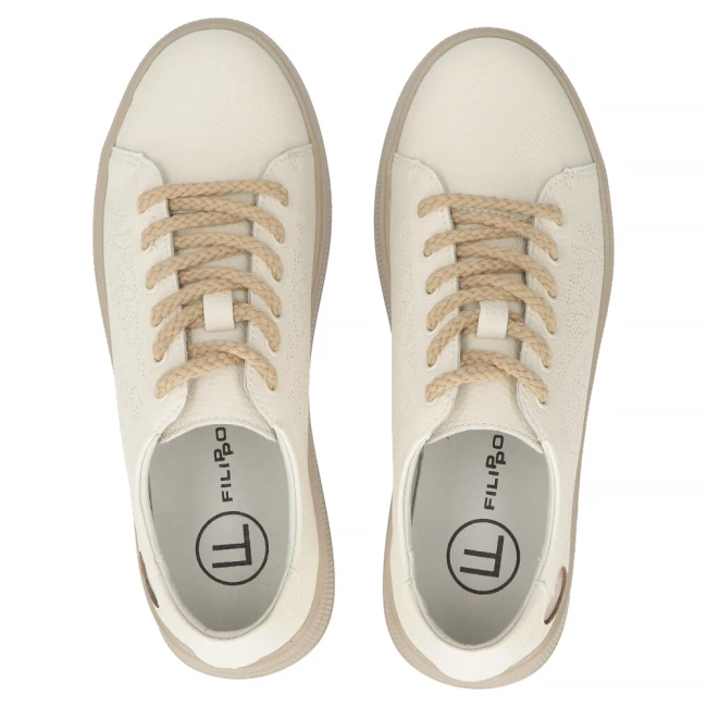 Skórzane sneakersy Filippo DP6701/25 BE beżowe