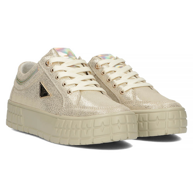 Skórzane półbuty na platformie Filippo DP4245/23 GO złote