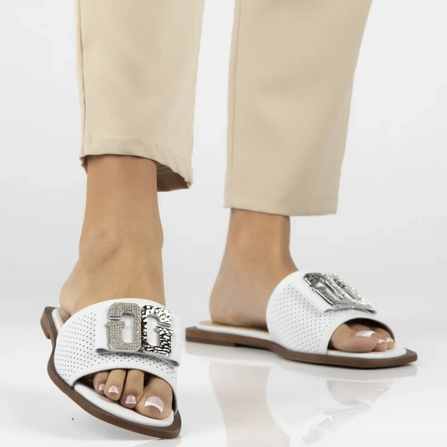 Leather flip-flops Filippo DK6985/25 WH white