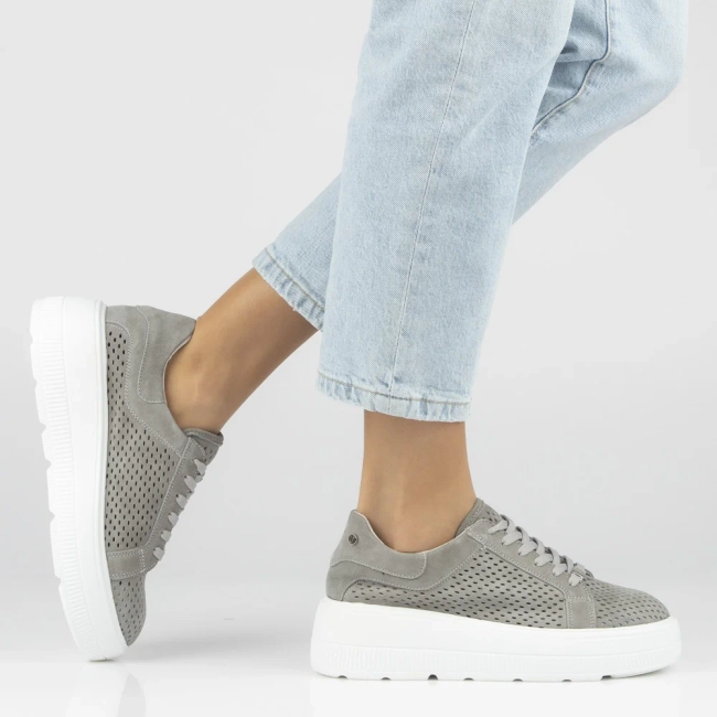 Skórzane sneakersy Filippo DP7675/26 GR szare