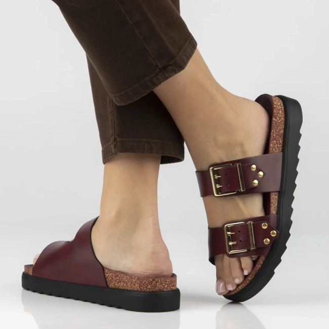Leather flip-flops Yokono TUNEZ-262 ALASKA BURDEOS burgundy