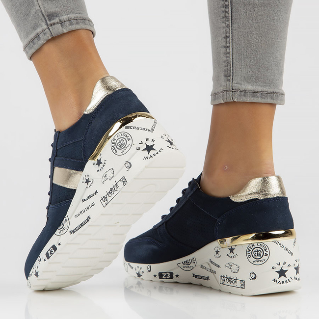 Skórzane Sneakersy Filippo DP3550/22 NV granatowe