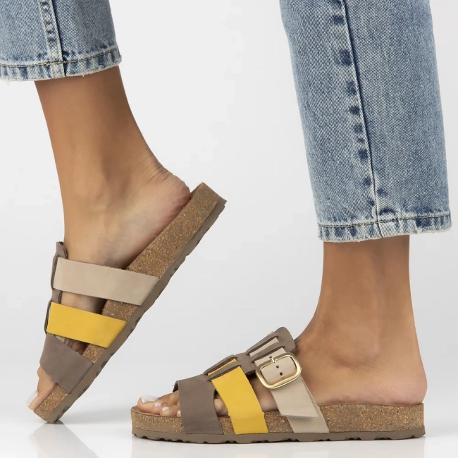 Leather flip-flops Yokono JERBA-137 NOBUCK MULT CIT brown