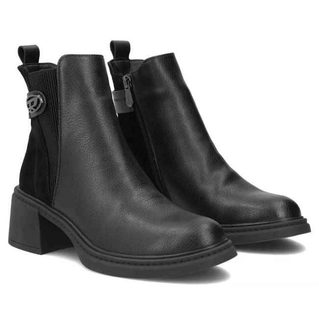 Skórzane botki na obcasie Filippo DBT8042/26 BK czarne
