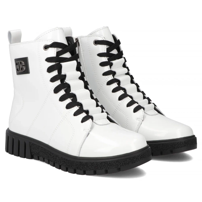 Skórzane trzewiki Filippo DBT7273/25 WH białe