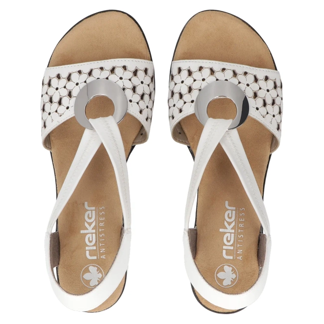 Leather sandals Rieker 64677-80 white