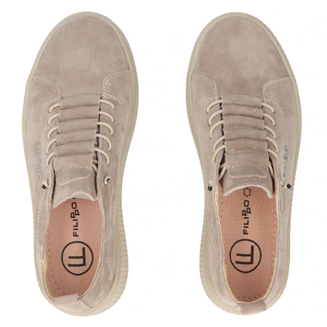 Skórzane sneakersy Filippo DP8343/26 BE beżowe