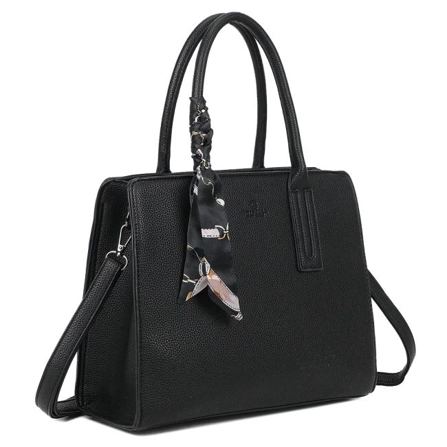 Black handbag ribbon charm