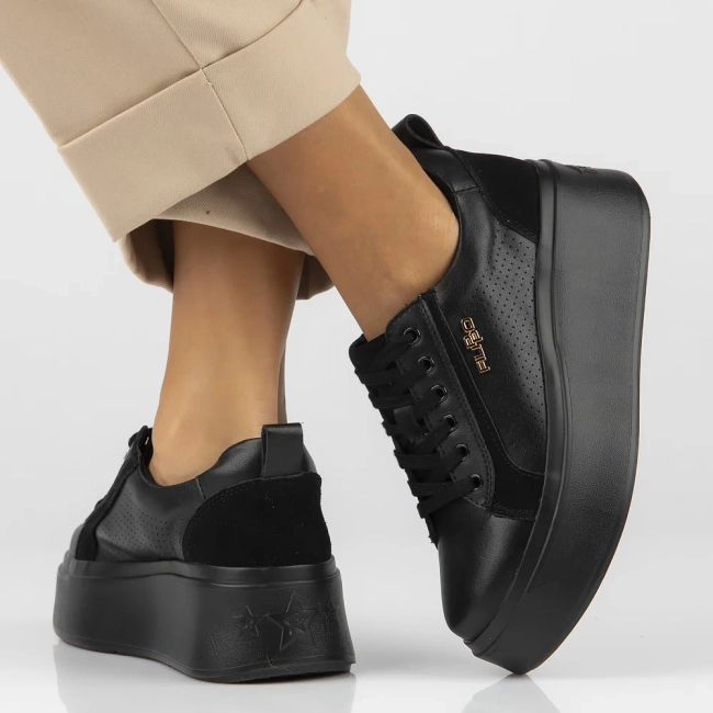 Leather sneakers Filippo DP6170/24 BK black