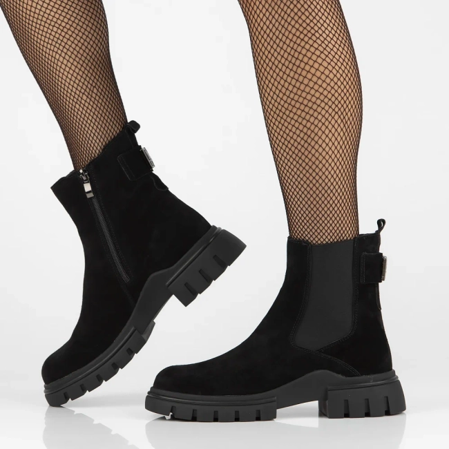 Leather ankle boots DBT6384/24 BK black