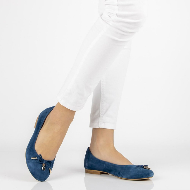 Zamszowe baleriny Alexio Giorgio 047 niebieskie