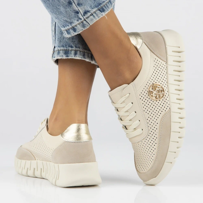 Skórzane sneakersy Filippo DP6034/24 BE beżowe