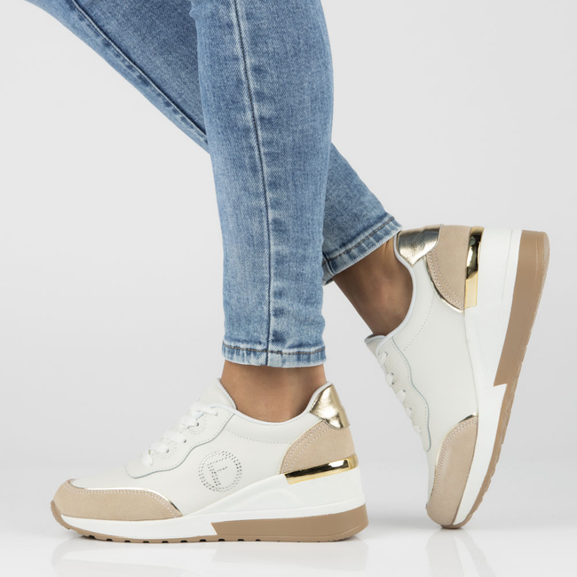 Skórzane Sneakersy Filippo DP4660/23 WH BE białe