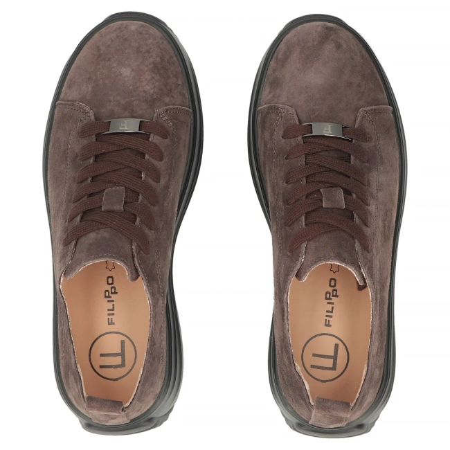 Skórzane sneakersy Filippo DP8339/26 BR BK brązowe
