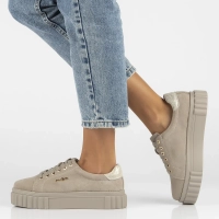 Skórzane półbuty na platformie Filippo DP6110/24 BE szare