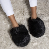 Fur slippers Filippo DK7475/25 BK black