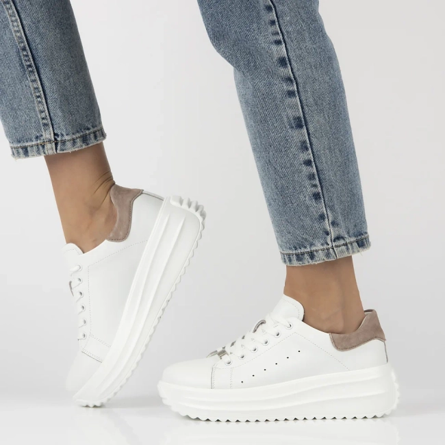 Leather sneakers Filippo DP6739/26 WH BE white