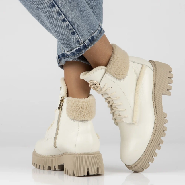 Leather boots Filippo 60374 beige