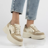 Leather sneakers Filippo DP6780/25 BE GO beige