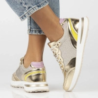 Skórzane sneakersy Filippo DP6724/25 GO złote