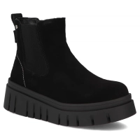 Skórzane botki na platformie Filippo DBT7266/25 BK czarne