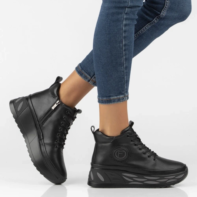 Leather platform ankle boots Filippo DBT8003/26 BK black