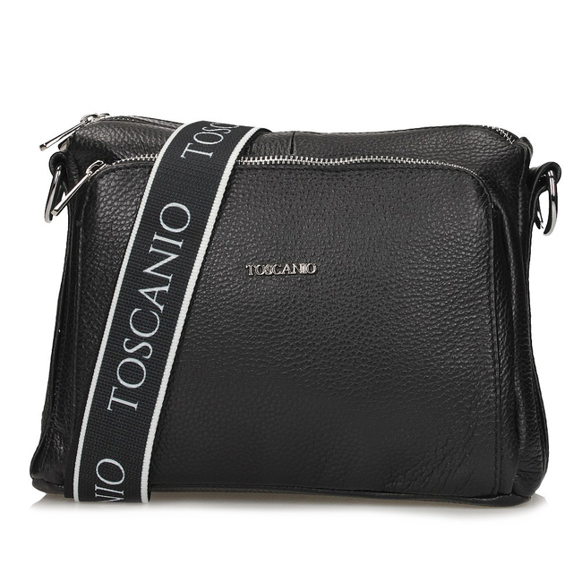 Handbag Toscanio Leather Messenger Bag E16 black