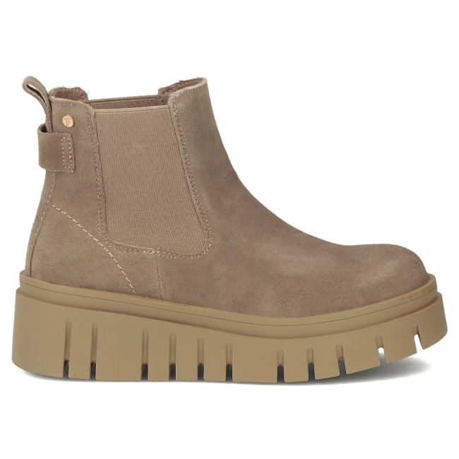 Skórzane botki na platformie Filippo DBT7266/25 TP taupe