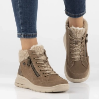 Skórzane trapery na platformie Rieker L7701-24 brązowe