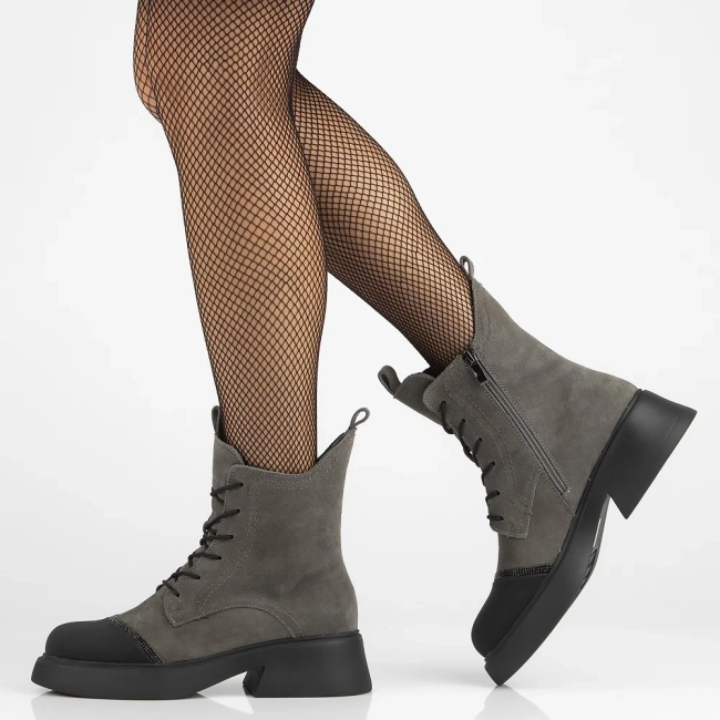 Skórzane trzewiki Filippo DBT6566/24 GR szare