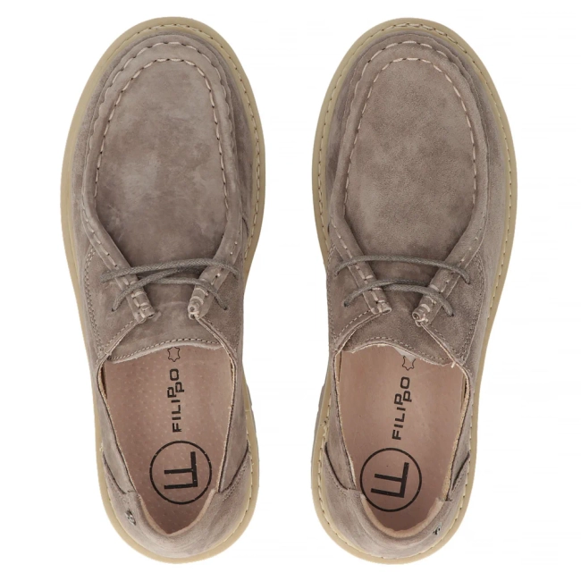 Skórzane półbuty Filippo DP7497/26 TP taupe