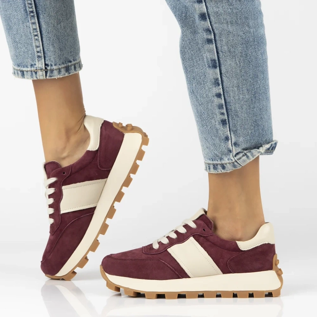 Skórzane sneakersy Filippo DP7112/25 BG bordowe