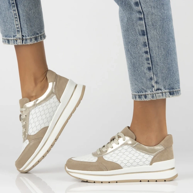 Skórzane sneakersy Filippo DP6778/25 WH BE biało beżowe