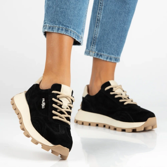 Leather sneakers Filippo DP7498/26 BK black