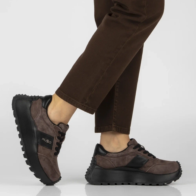 Skórzane sneakersy Filippo DP6785/26 D BR ciemnobrązowe