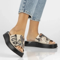 Skórzane klapki Filippo DK6158/25 BE beżowe