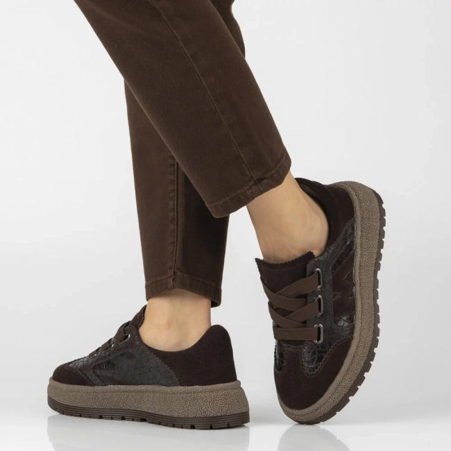 Skórzane sneakersy Filippo DP7978/26 BR brązowe