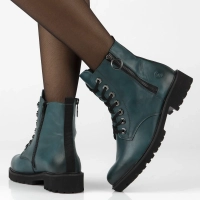 Skórzane trzewiki Rieker D8671-12 turkusowe