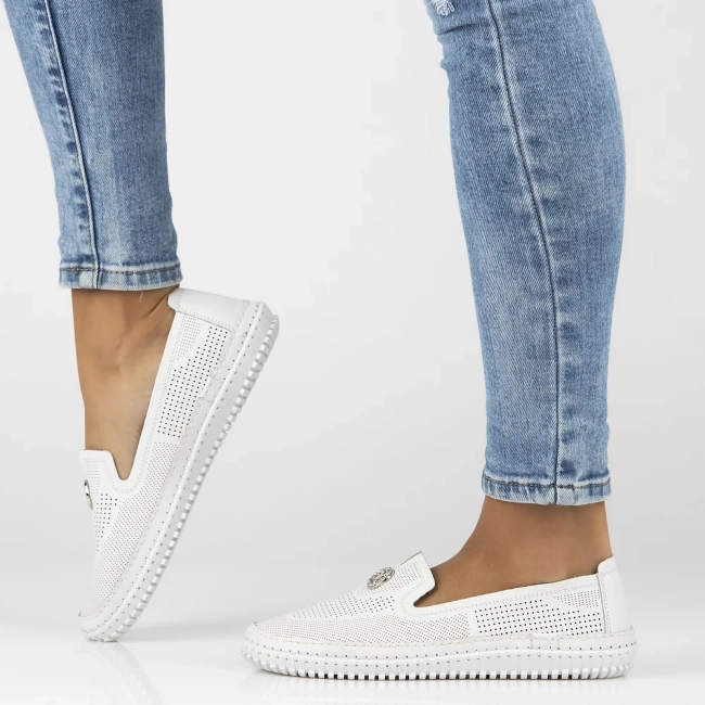 Skórzane półbuty Filippo DP6838/25 WH białe