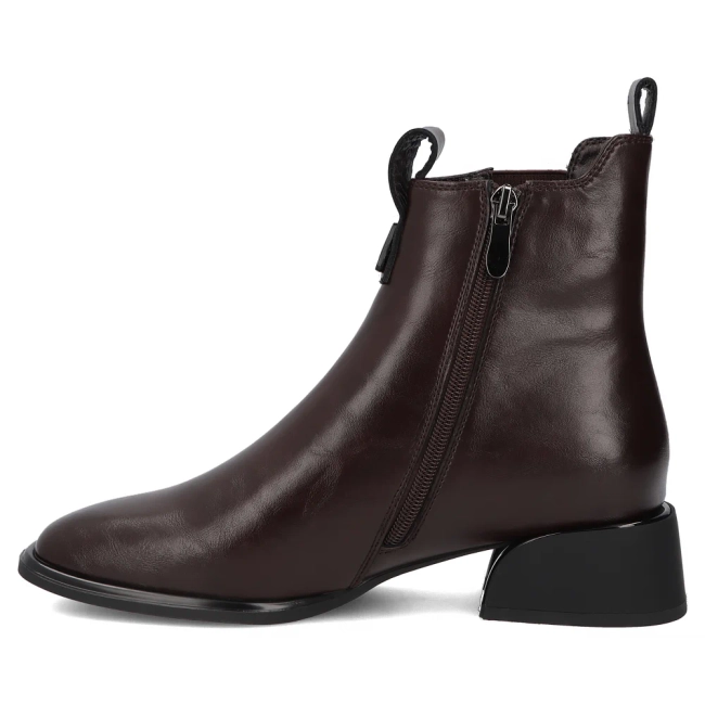 Skórzane botki na obcasie Filippo DBT8136/26 BR brązowe