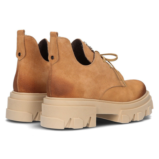 Skórzane trzewiki Filippo 30056 beżowy welur