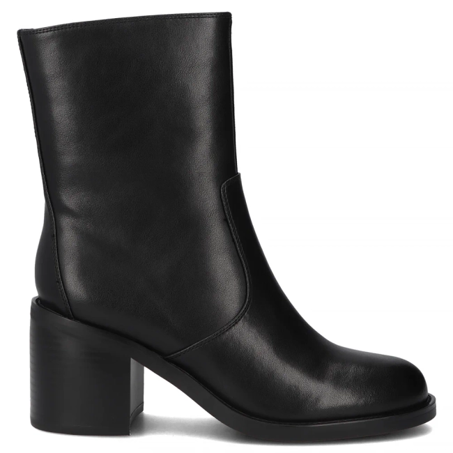 Skórzane botki na obcasie Filippo DBT7355/25 BK czarne