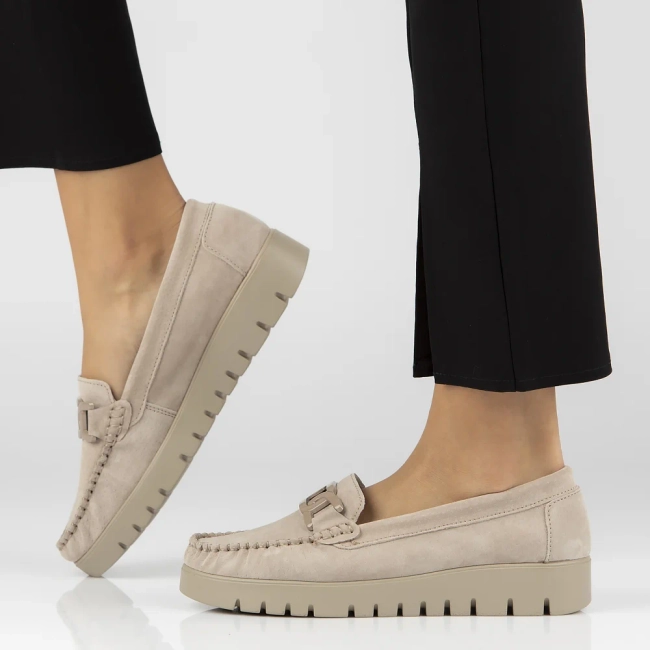 Skórzane mokasyny Filippo DP3334/25 BE beżowe