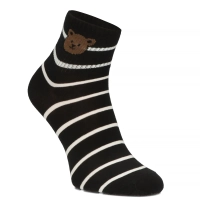 Women's Socks Oemen S019 BLK WHT brown bear