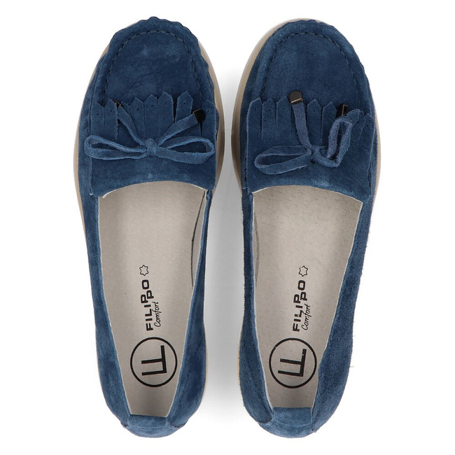 Skórzane mokasyny Filippo DP2030/21 BL niebieskie